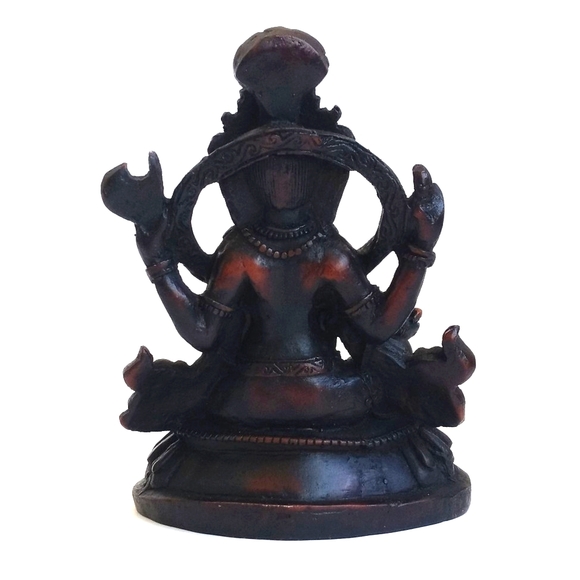Antique Ganesh in Sitting Position Statue Figurine (Resin) 5 1/2” Tall - Picture 3 of 14